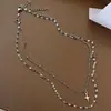 Colar de Aço Titânio Dupla Camada Estilo Europeu e Americano para Mulheres, Novo Design de Nicho, Estilo Minimalista, Corrente de Clavícula Personalizada, Corrente de Pescoço Versátil da Moda