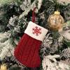 Decoração de meia de Natal com letras fofas, pingente criativo de árvore de Natal, meias de lã tricotadas estilo natalino, adereços de decoração