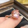 Anillo de Lujo Europeo y Americano con Granate Sangre de Paloma Natural Incrustado de 6 quilates, Chapado en Oro Rosa, Anillo de Diamantes de Alto Color