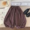 Pantalones Casuales Infantiles Bangcheng 2026 Primavera Nuevo Estilo Coreano Pantalones Deportivos Rayados Elegantes para Niños Pantalones Sueltos para Niños