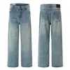 Jeans Lavados Azul Claro Estilo Cat-Eye Nuevos Primavera/Verano 2026 para Hombres y Mujeres, Pantalones Rectos Sueltos Versátiles de Moda