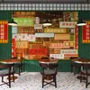 Papel tapiz de restaurante de té estilo retro de Hong Kong pintado a mano en 3D tela de pared para sala de ajedrez y cartas pared de fondo para restaurante de hot pot Papel tapiz de mosaico de moda