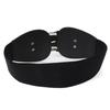 Sello de Cintura Cinturón Ancho para Mujer Decorativo Vestido Traje Suéter Abrigo Vintage Elastor Dorado Tallado Botón Grande Negro