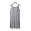 Vestido liso de talla grande en stock con copas en el busto, modal de alta calidad, vestido de dormir de una pieza moderno y popular para mujer