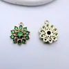Pendientes Colgantes Redondos de Flor con Circonita Chapados en Oro Cobre, Pulsera, Colgante para Pasador de Pelo, Joyería de Moda DIY Hecha a Mano