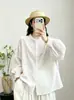 Elegante y artística camisa de gasa de algodón con mangas de encaje para mujer, nuevo estilo de otoño, moderna, rejuvenecedora, adelgazante, camisa casual al por mayor