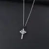 Colar Cruz Europeu e Americano Masculino Simples Versátil Pingente de Aço Inoxidável Personalizado Acessórios para Estudantes Aço Titânio Corrente de Lã Feminino