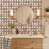 Impressão UV Adesivo de parede autoadesivo Azulejo floral de diamante azul e laranja Decoração de parede Impressão personalizada atacado