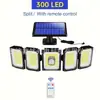 Lámpara de Pared Solar de Tres Cabezales con 333 LEDs Integrados, Lámpara Solar de Cuatro Cabezales para Exteriores con Sensor de Movimiento Humano, Múltiples Cabezales para Patio