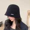 Chapéu de Pescador de Tricô com Buracos Outono Inverno Feminino Emagrecimento Facial Versátil Quente Lã Chapéu Fashionable Retro Chapéu Balde Estilo Tendência