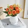 Mini bonsai de rosa para decoração de interiores de casa, flores artificiais criativas, adereços de fotografia, arranjo de flores criativo para mesa de sala de estar
