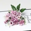 Flor Artificial Arranjo Falso Canto Acabado Rosa Rosa Decoração de Casa Casamento Grampo de Cabelo Feito à Mão Material de Decoração DIY