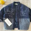 Outono/Inverno 2026 Camisa Jeans Unissex Infantil Jaqueta de Algodão Unissex Infantil Gola Alta Roupas Jeans Algodão Jaqueta Grossa Infantil Tendência