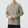 Roupas Masculinas Fengshe / Novo Suéter Retrô Japonês de Primavera e Outono Versátil Masculino Algodão de Bambu Manga Longa Moletom Caimento Solto
