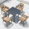 Mesa e Cadeira Externas Pátio Jardim Lazer Rattan Cadeira Combinação Guarda-sol Externo Varanda Villa Mesa e Cadeira de Rattan Móveis de Alta Qualidade