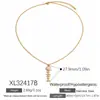 Collar de Acero de Titanio Transfronterizo Yuhui Estilo INS Colgante Único Espina de Pescado Esmalte Incrustado Pedrería Chapado en Oro Real de 18K Acero Inoxidable DIY