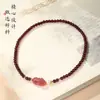 Pulsera apilable de doble círculo de granate natural para niñas, Pulsera Pixiu de cristal de fresa, Regalo de Año Nuevo para la mejor amiga, Pulsera de cuentas