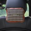 Caixa de lenços para carro xadrez de cão caixa de papel para pendurar no banco do carro caixa de lenços multifuncional para carro