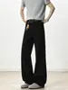 Calças casuais de algodão lavado estilo americano para homens, jeans de verão com corte justo para high street, calças retas largas e soltas da moda