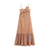 Moda europea y americana transfronteriza para mujer, conjunto de top casual a rayas y vestido a rayas de moda más vendido en AliExpress