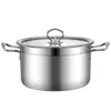 Panela de sopa de orelha dupla de aço inoxidável, panela de ângulo reto doméstica, uma panela, fogão de indução de fundo duplo não magnético, panela pequena de leite, presente, panela quente