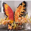 Decoración de ventana de exhibición de flores artificiales de mariposa gigante, soporte de mariposa floral, flor decorativa para accesorios de fotos y exhibición