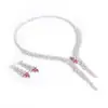 Conjunto de Collar y Pendientes Florales de Circonita de Moda con Colgante Largo Floral Tachonado de Diamantes, Personalidad Exquisita y Dulce, Venta al por Mayor