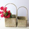001m Cesta de Flores Tecida de Grama para Guardar Cosméticos e Remédios, Cesta de Flores de Ferro para Comércio Exterior, Cesta de Ano Novo com Alça e Corda para Pendurar