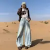 Jeans de Pierna Ancha para Mujer en Otoño e Invierno Nuevo Estilo con Diseño Personalizado Estilo Perezoso Americano Pantalones Rectos Ajustados Sueltos de Largo Completo
