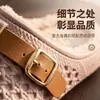Hebilla de Cinturón Roja de Red, Pantuflas de Algodón con Felpa Impermeables para Mujer, Calzado de Invierno para Exteriores, Antideslizantes Resistentes al Desgaste, Zapatos de Algodón Cálidos para Interiores