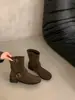 Botas Martin con Hebilla Estilo Británico Retro para Mujer Otoño Invierno Nueva Llegada Diseño de Nicho Puntera Dividida Sintética Botines Delgados