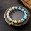 Pulseira de Vidro Cinza Fragrância de Dois Mundos Feminina Leve Luxo Areia Dourada Luminosa Esmaltada Área Cênica Templo Joias Atacado