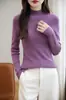 Suéter Gola Alta Canelado Tricot Sem Costura Texturizado High-End para Mulheres Atacado Outono e Inverno Roupa Íntima