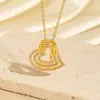 Colar Lucky Dazzling Coração Vazado Totalmente Cravejado em Diamante, Design Versátil Elegante de Corrente para Clavícula Banhado a Ouro, Finamente Trabalhado, para Mulheres