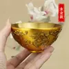 Tigela de Metal Liga Imitação Dinastia Qing Quatro Bestas Sagradas Artesanato Antigo Esculpido Decoração em Relevo Ornamento Atraente para Sorte em Casa