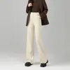 Pantalones Casuales de Pierna Ancha para Mujer, Otoño e Invierno 2026, Tencel y Lana, Anti-Arrugas, Caída Suave, Cintura Alta, Adelgazantes, Pierna Recta, para Mujeres Altas