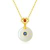 Collar con colgante de noria de plata esterlina S925 con esmalte de jade hetian Xiangyun, hebilla segura, estilo chino de alta gama para mujer.