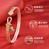 Pulseira Aberta Formato de Cabaça em Prata Pura 9999 com Cobre Pintado a Ouro para Mulheres, Estilo Chinês, Novo Estilo da Corte Chinesa, Pulseira de Prata de Luxo Leve, Presente para Mulheres