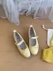 Sapatos Mary Jane com Laço Plano 2026 Estilo Novo da Primavera Sapatos para o Trabalho com Tira Única Sapatos Rosa Únicos para Mulheres Respiráveis para o Verão