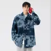 Camisa de Manga Larga Casual Elegante de Moda Cuadros Primavera Otoño Solapa Camiseta Chaqueta Chaqueta de Mezclilla Juvenil para Hombre Cárdigan Casual