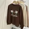 Moletom Redondo Estampado de Desenho Animado Retro Americano para Mulheres no Outono e Inverno Novo Design Casual Versátil Preguiçoso Solto Top
