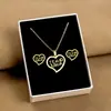 Conjunto de Brincos Corrente de Clavícula Coração Geométrico Estilo Metal Personalizado Europeu e Americano Design de Aço Inoxidável Transfronteiriço Colar da Moda