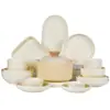 Pratos de Cerâmica com Cor Esmaltada Estilo Creme Utensílios de Mesa Conjunto de Louça Cerâmica Doméstica Prato Tigela Caixa de Presente Presente de Inauguração Nova Residência