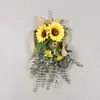 Decoração de Parede de Buquê Invertido de Eucalipto Estilo Floresta Folha de Dinheiro Flor Artificial Decoração de Casamento Pingente Flor Artificial Maçaneta de Porta