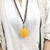 Cadena para Suéter de Cera de Abejas Ámbar Imitación Incrustada con Conchas Fósiles de Plantas Collares de Moda para Hombres y Mujeres Accesorios de Transmisión en Vivo de Exposición