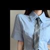 Falda dulce y picante traje ligeramente gordo talla grande camisa azul de manga corta falda plisada chica gordita estilo universitario falda conjunto de dos piezas para mujer