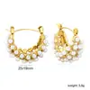 Nuevos Pendientes de Acero Inoxidable con Forma de Corazón y Perla Blanca para Otoño e Invierno, Lujo Accesible, Pendientes de Hebilla de Oreja de Moda y de Alta Gama Chapados en Oro de 18 Quilates