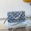 Bolso de mujer de moda, nuevo bolso cuadrado pequeño con cadena, bolso cruzado informal para el trabajo, bolso vaquero con borlas.