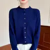 Nuevo cárdigan de punto para mujer, diseño otoño e invierno, con bordes enrollados y múltiples botones, adecuado para ir al trabajo, simple y elegante para usar en capas