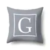 Funda de Almohada de Poliéster Base Gris Artística Decoración para el Hogar y el Coche 26 Letras Inglesas Cojín Funda de Cojín para Coche QTB02